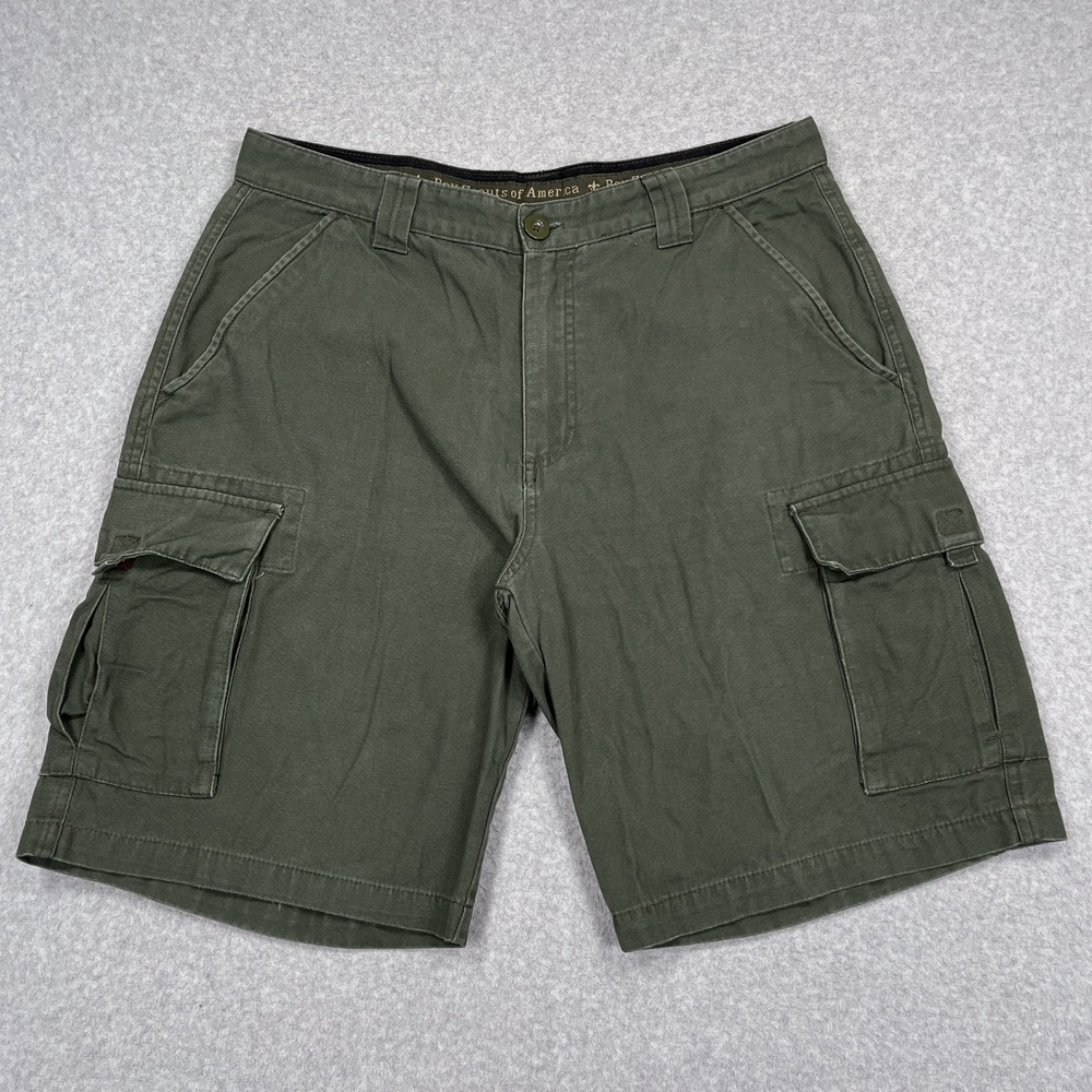 Boy Scouts of America Uniform Canvas Cargo Shorts Mens 34 Green Gorpcore Hiking